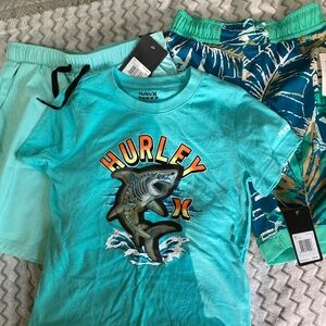New boys size 8 Columbia, swim trunks, size small Hurley shorts and size 7, Hurl